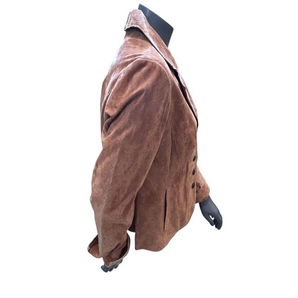 Women’s Live A Little LAL Brown Genuine Suede 100% Leather Snap Up Jacket Medium - Picture 8 of 16
